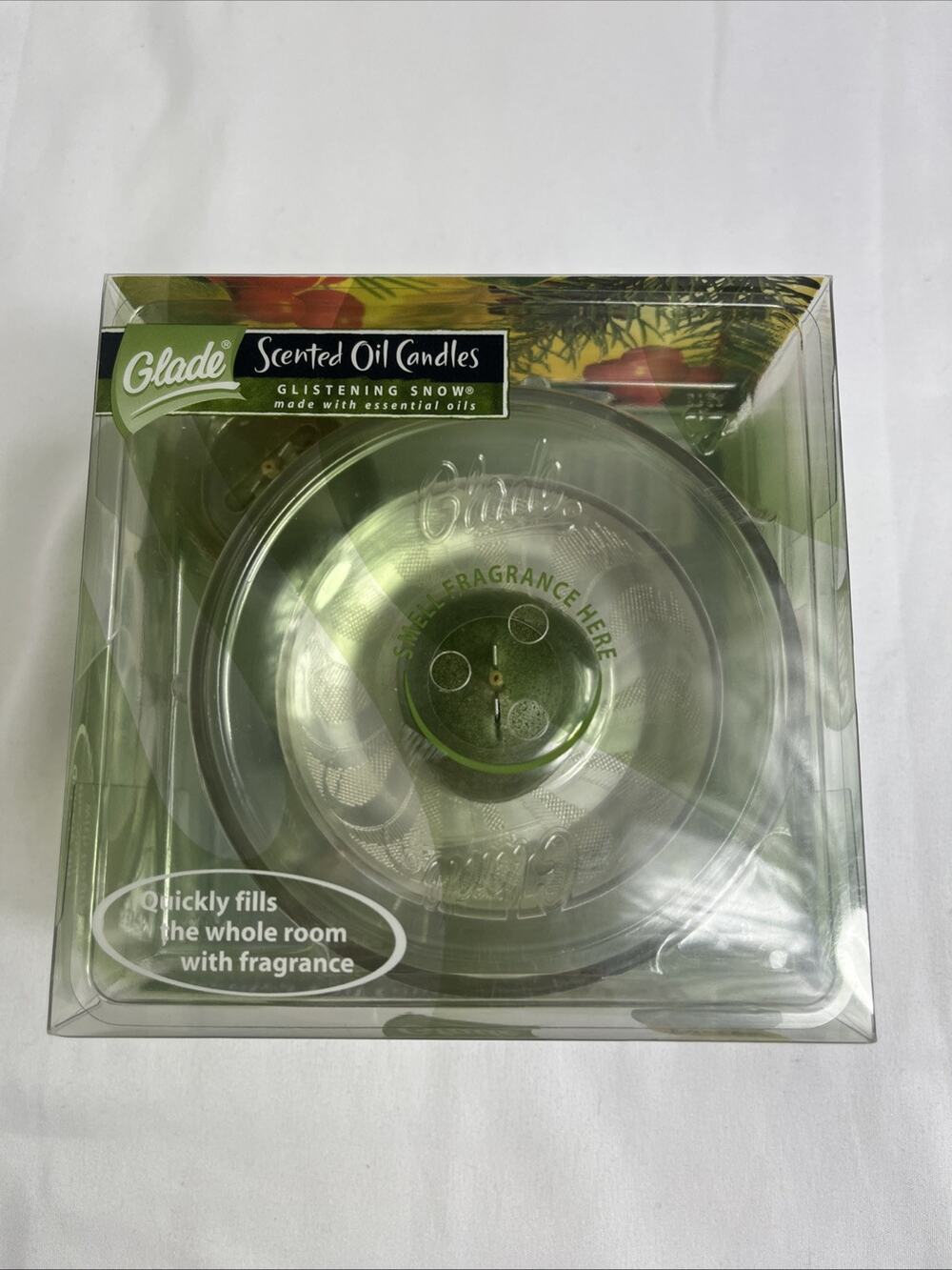 Glade Scented Oil Candles Glistening Snow 1 glass holder, 2 oil candle refills